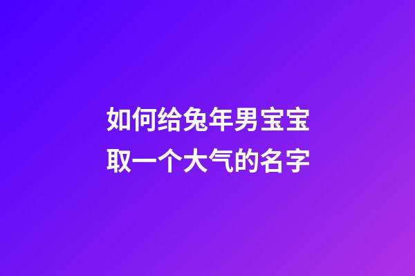 如何给兔年男宝宝取一个大气的名字