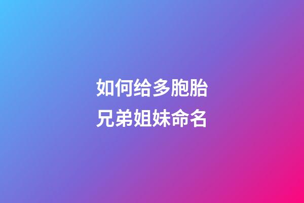 如何给多胞胎兄弟姐妹命名