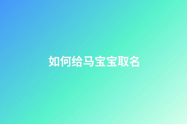 如何给马宝宝取名
