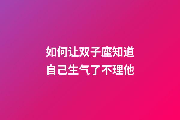 如何让双子座知道自己生气了不理他-第1张-星座运势-玄机派