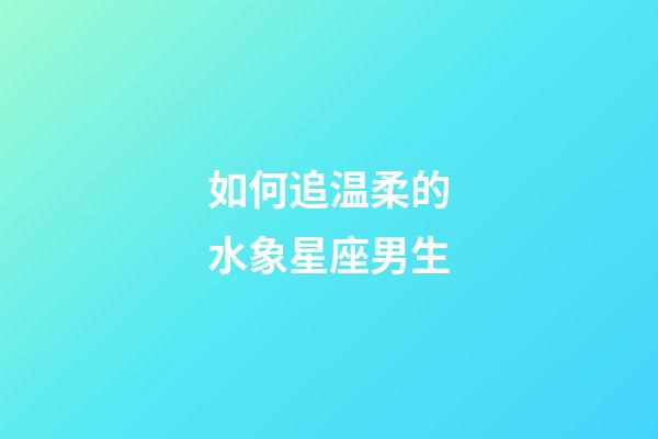 如何追温柔的水象星座男生-第1张-星座运势-玄机派
