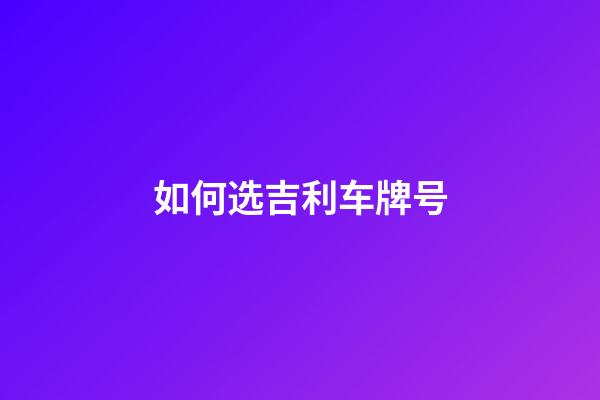 如何选吉利车牌号
