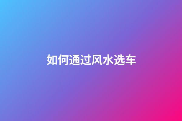 如何通过风水选车