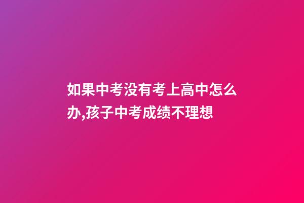 如果中考没有考上高中怎么办,孩子中考成绩不理想-第1张-观点-玄机派
