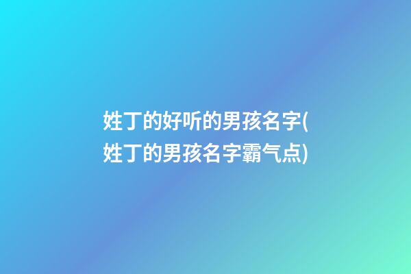 姓丁的好听的男孩名字(姓丁的男孩名字霸气点)