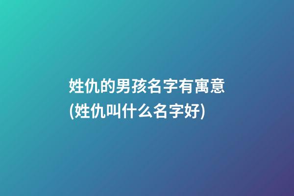 姓仇的男孩名字有寓意(姓仇叫什么名字好)