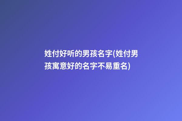 姓付好听的男孩名字(姓付男孩寓意好的名字不易重名)