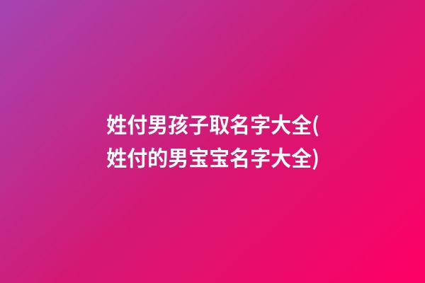 姓付男孩子取名字大全(姓付的男宝宝名字大全)
