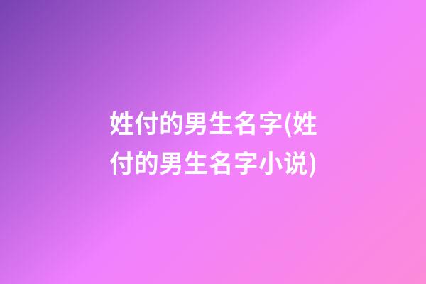 姓付的男生名字(姓付的男生名字小说)