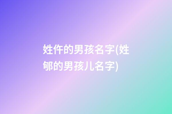 姓仵的男孩名字(姓郇的男孩儿名字)