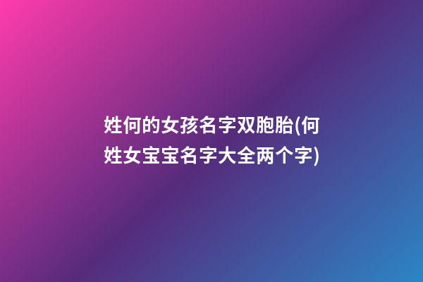 姓何的女孩名字双胞胎(何姓女宝宝名字大全两个字)