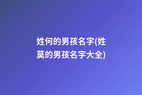 姓何的男孩名字(姓莫的男孩名字大全)