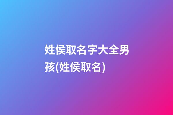 姓侯取名字大全男孩(姓侯取名)