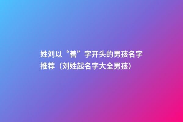姓刘以“善”字开头的男孩名字推荐（刘姓起名字大全男孩）