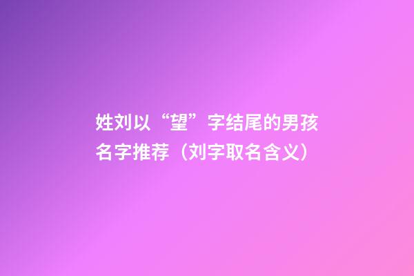 姓刘以“望”字结尾的男孩名字推荐（刘字取名含义）