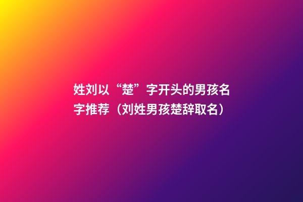 姓刘以“楚”字开头的男孩名字推荐（刘姓男孩楚辞取名）