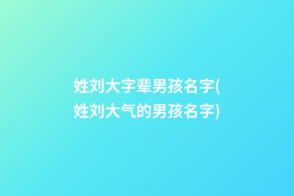 姓刘大字辈男孩名字(姓刘大气的男孩名字)
