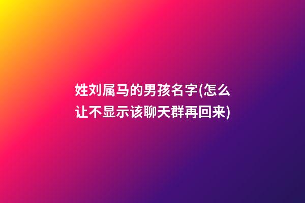 姓刘属马的男孩名字(怎么让不显示该聊天群再回来)