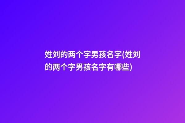 姓刘的两个字男孩名字(姓刘的两个字男孩名字有哪些)