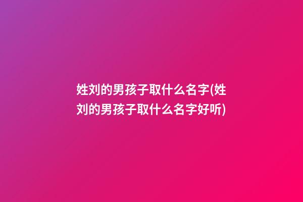 姓刘的男孩子取什么名字(姓刘的男孩子取什么名字好听)