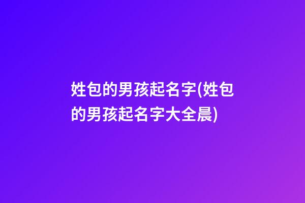 姓包的男孩起名字(姓包的男孩起名字大全晨)