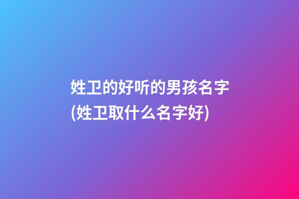 姓卫的好听的男孩名字(姓卫取什么名字好)