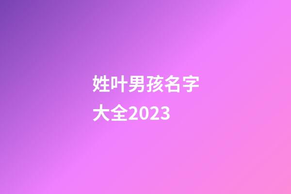 姓叶男孩名字大全2023