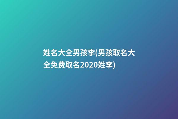 姓名大全男孩李(男孩取名大全免费取名2020姓李)