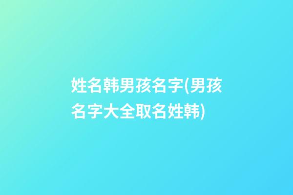 姓名韩男孩名字(男孩名字大全取名姓韩)