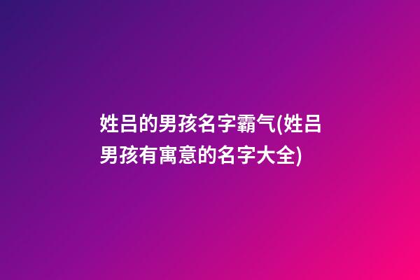 姓吕的男孩名字霸气(姓吕男孩有寓意的名字大全)