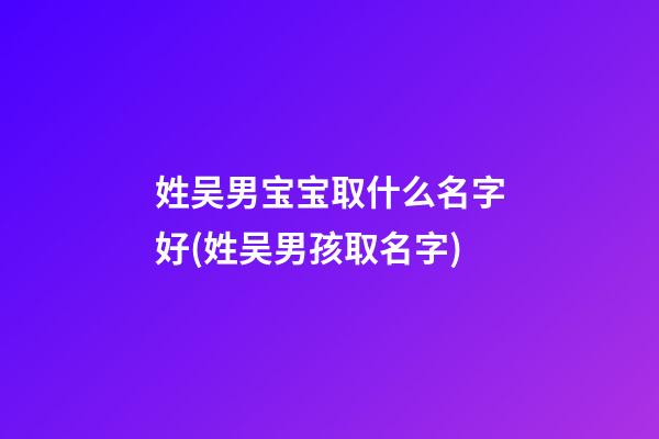 姓吴男宝宝取什么名字好(姓吴男孩取名字)