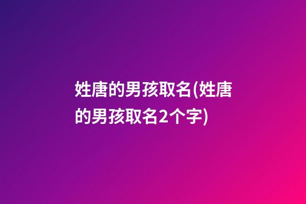 姓唐的男孩取名(姓唐的男孩取名2个字)