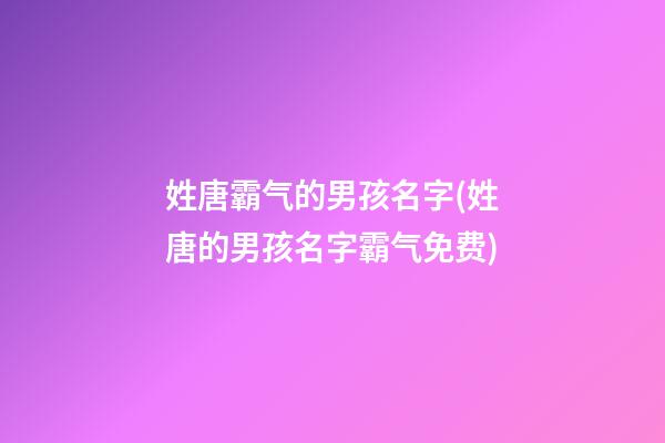 姓唐霸气的男孩名字(姓唐的男孩名字霸气免费)