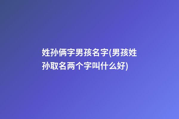 姓孙俩字男孩名字(男孩姓孙取名两个字叫什么好)