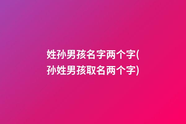 姓孙男孩名字两个字(孙姓男孩取名两个字)