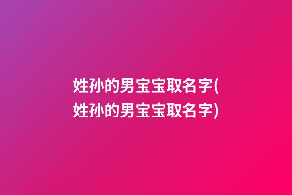 姓孙的男宝宝取名字(姓孙的男宝宝取名字)