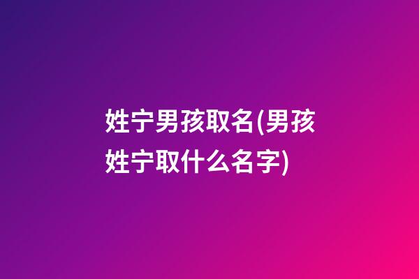 姓宁男孩取名(男孩姓宁取什么名字)