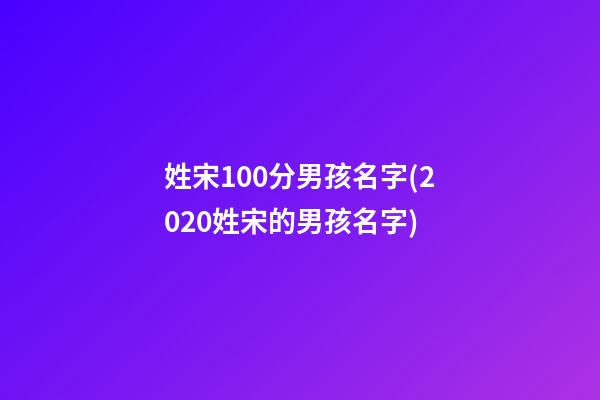 姓宋100分男孩名字(2020姓宋的男孩名字)