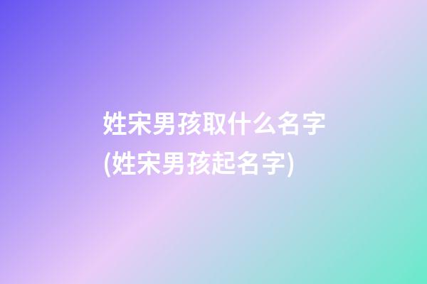 姓宋男孩取什么名字(姓宋男孩起名字)