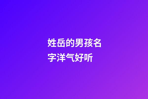 姓岳的男孩名字洋气好听