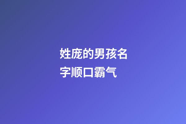姓庞的男孩名字顺口霸气