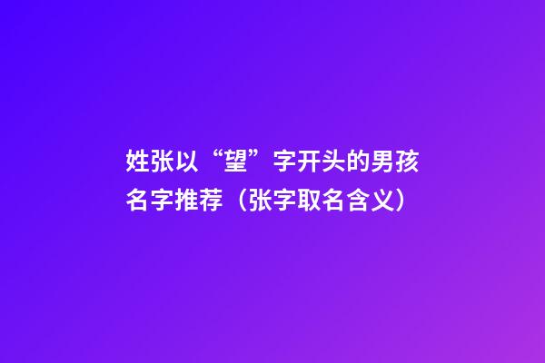 姓张以“望”字开头的男孩名字推荐（张字取名含义）