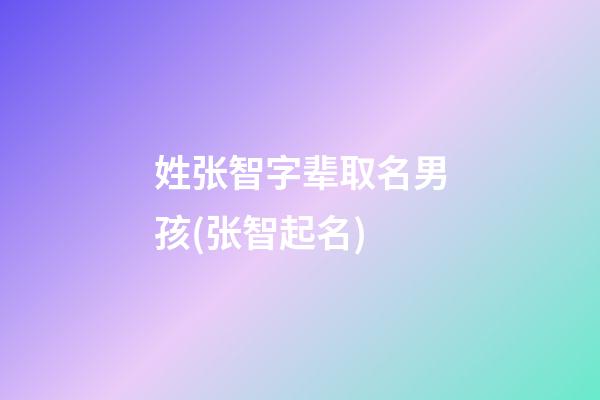 姓张智字辈取名男孩(张智起名)