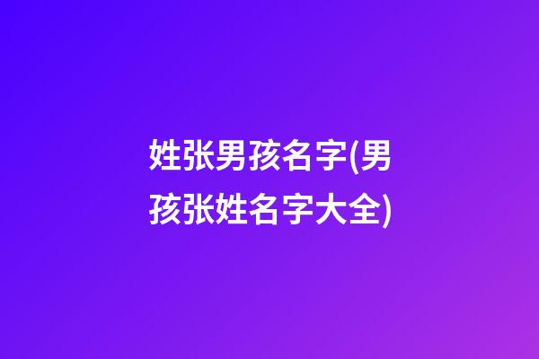 姓张男孩名字(男孩张姓名字大全)