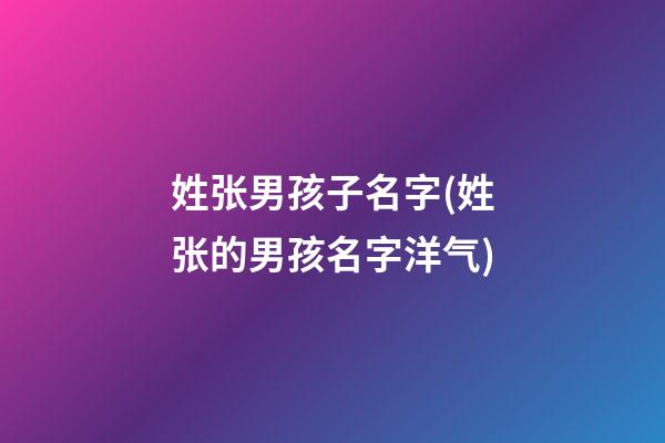 姓张男孩子名字(姓张的男孩名字洋气)