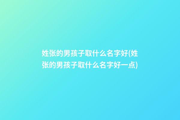 姓张的男孩子取什么名字好(姓张的男孩子取什么名字好一点)