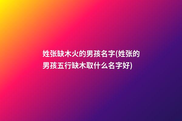 姓张缺木火的男孩名字(姓张的男孩五行缺木取什么名字好)