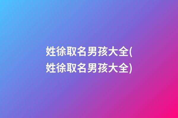 姓徐取名男孩大全(姓徐取名男孩大全)