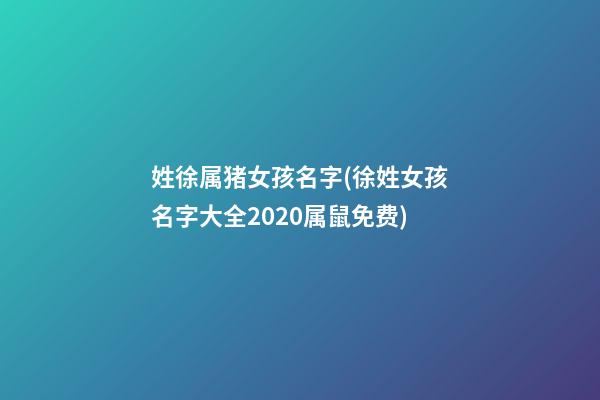 姓徐属猪女孩名字(徐姓女孩名字大全2020属鼠免费)