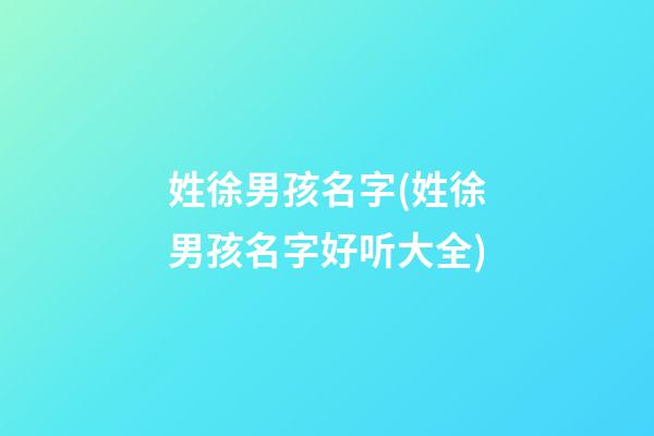 姓徐男孩名字(姓徐男孩名字好听大全)